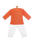Vastramay SISHU Boys' Orange Cotton Kurta and White Pyjama Set