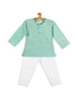 Vastramay SISHU Boy's Parrot Green Cotton Kurta and White Pyjama Set