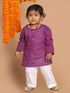 Vastramay SISHU Boys' Purple Cotton Kurta and White Pyjama Set