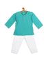 Vastramay SISHU Boys' Turquoise Blue Cotton Kurta and White Pyjama Set