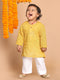 Vastramay SISHU Boys' Yellow Cotton Kurta and White Pyjama Set