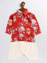 Vastramay SISHU Boy's Red Floral Printed Kurta Patiala Set