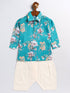 Vastramay SISHU Boy's Turquoise Blue Floral Printed Kurta Patiala Set
