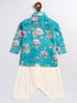 Vastramay SISHU Boy's Turquoise Blue Floral Printed Kurta Patiala Set