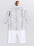 Vastramay SISHU Boy's White Woven Design Cotton Kurta Pyjama Set