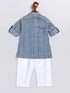 Vastramay SISHU Boy's Blue and White Printed Cotton Kurta Pyjama Set
