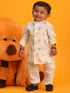 Vastramay SISHU Boy's White Printed Cotton Kurta Pyjama Set
