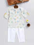 Vastramay SISHU Boy's White Printed Cotton Kurta Pyjama Set
