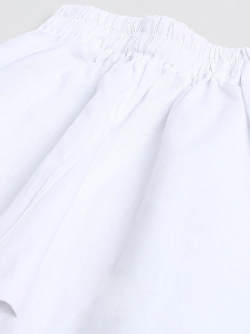 Vastramay SISHU Boy's White Printed Cotton Kurta Pyjama Set