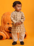 Vastramay SISHU Boy's Gray Floral Printed Cotton Kurta Pyjama Set