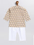 Vastramay SISHU Boy's Gray Floral Printed Cotton Kurta Pyjama Set