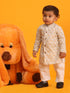 Vastramay SISHU Boy's Beige Panda Printed Cotton Kurta Pyjama Set