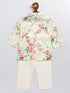 VASTRAMAY SISHU Boys' Yellow Floral Printed Cotton Kurta Pyjama Set