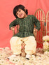 Vastramay SISHU Boy's Green Bandhni Kurta And Patiala Set