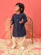 Vastramay SISHU Boy's Navy Blue Bandhni Kurta And Patiala Set