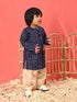 Vastramay SISHU Boy's Navy Blue Bandhni Kurta And Patiala Set