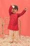 VASTRAMAY SISHU Boys' Red Bandhni Kurta And Patiala Set