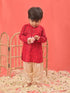 VASTRAMAY SISHU Boys' Red Bandhni Kurta And Patiala Set