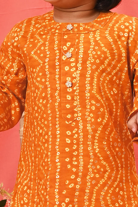 VASTRAMAY SISHU Boys' Yellow Bandhni Kurta And Patiala Set