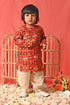 VASTRAMAY SISHU Boys' Red Patola Print Festive Kurta Pyjama Set