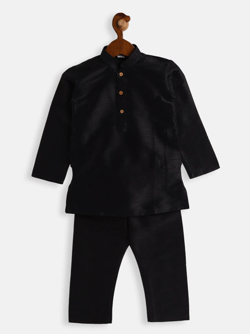 Vastramay SISHU Boy's Black Silk Blend Kurta Pyjama Set