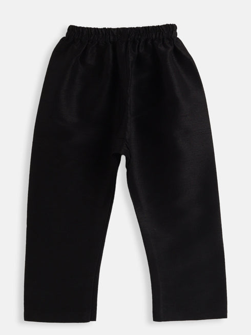 Vastramay SISHU Boy's Black Silk Blend Kurta Pyjama Set