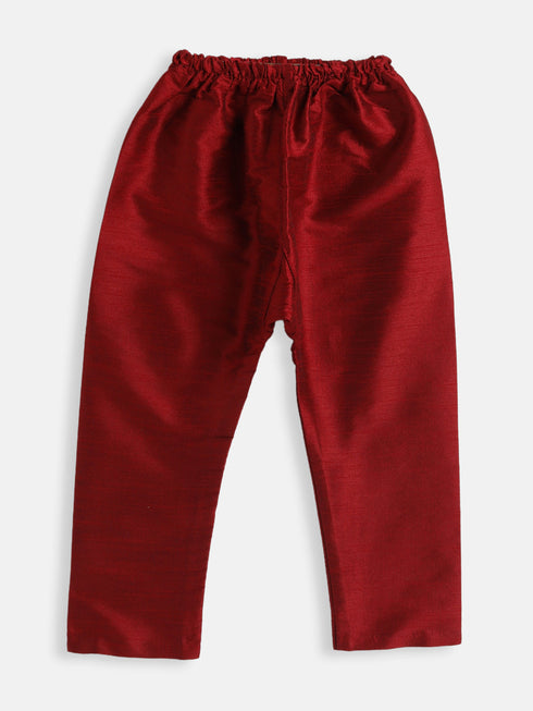 Vastramay SISHU Boy's Maroon Silk Blend Kurta Pyjama Set