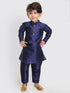 Vastramay SISHU Boy's Navy Blue Silk Blend Kurta Pyjama Set
