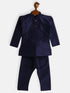 Vastramay SISHU Boy's Navy Blue Silk Blend Kurta Pyjama Set