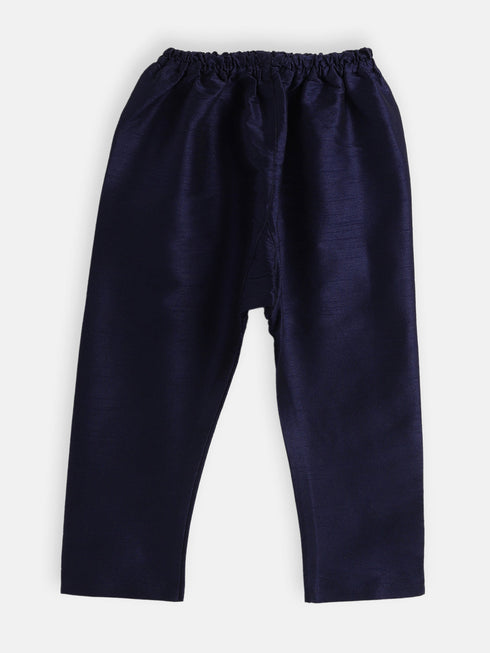 Vastramay SISHU Boy's Navy Blue Silk Blend Kurta Pyjama Set