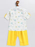 Vastramay SISHU Boy's White and Yellow Animals Printed Cotton Kurta Pyjama Set