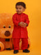 Vastramay SISHU Boy's Red Silk Blend Kurta Pyjama Set