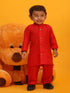 Vastramay SISHU Boy's Red Silk Blend Kurta Pyjama Set