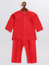 Vastramay SISHU Boy's Red Silk Blend Kurta Pyjama Set