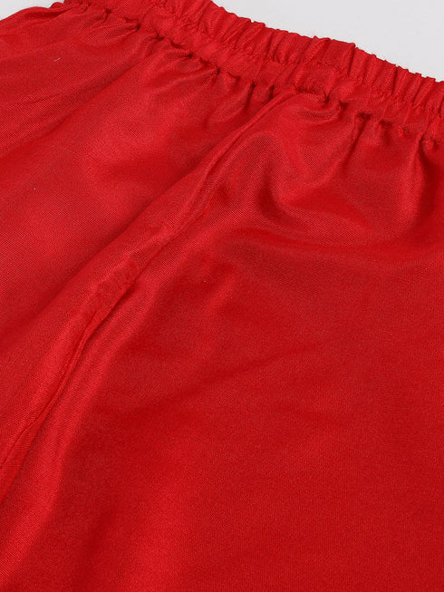 Vastramay SISHU Boy's Red Silk Blend Kurta Pyjama Set