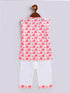 Vastramay Infant Boy's Pink Cotton Blend Kurta Pyjama Set
