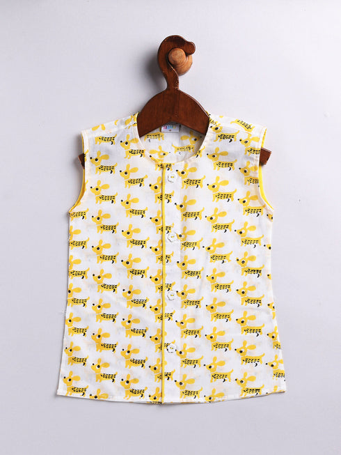 Vastramay Infant Boy's Yellow Cotton Kurta Pyjama Set