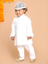 Vastramay SISHU Boy's White Kurta And Pyjamas With Cap