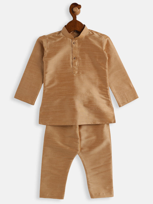 Vastramay SISHU Boy's Rose Gold Silk Blend Kurta Pyjama Set