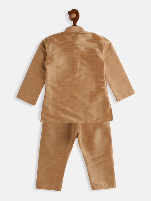 Vastramay SISHU Boy's Rose Gold Silk Blend Kurta Pyjama Set