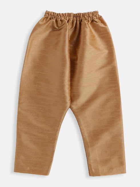 Vastramay SISHU Boy's Rose Gold Silk Blend Kurta Pyjama Set