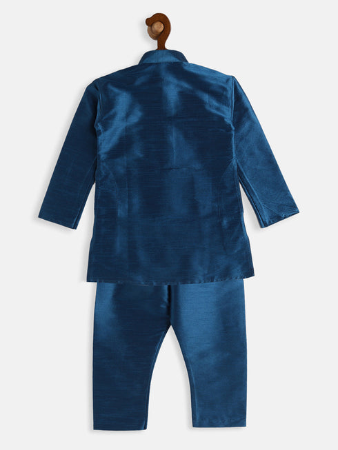 Vastramay SISHU Boy's Turquoise Silk Blend Kurta Pyjama Set