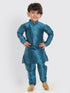 Vastramay SISHU Boy's Turquoise Silk Blend Kurta Pyjama Set