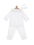 Vastramay SISHU Boy's White Pure Cotton Kurta And Pyjama With Prayer Cap