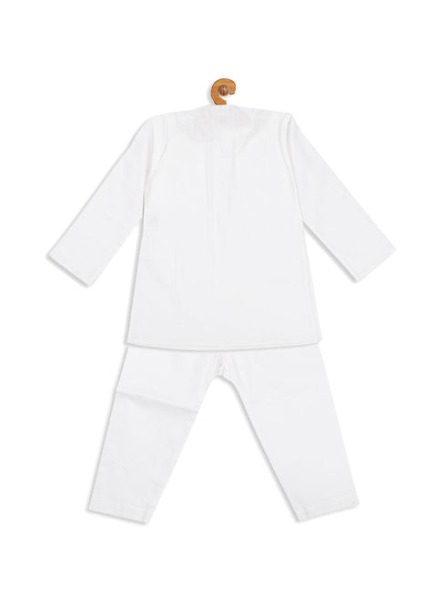 Vastramay SISHU Boy's White Pure Cotton Kurta And Pyjama With Prayer Cap