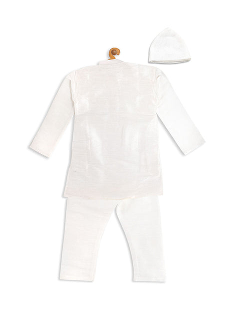 Vastramay SISHU Boy's White Kurta And Pyjama Set With Prayer Cap