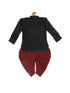 Vastramay SISHU Boy's Black Kurta And Maroon Cowl Dhoti Set