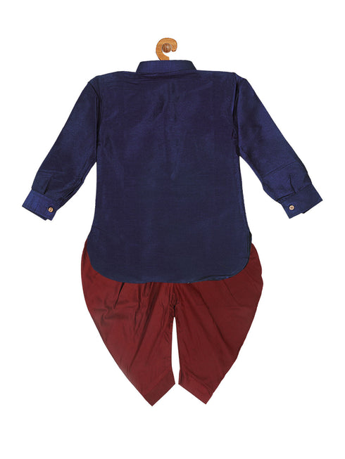 Vastramay SISHU Boy's Blue Kurta And Cowl Dhoti Set