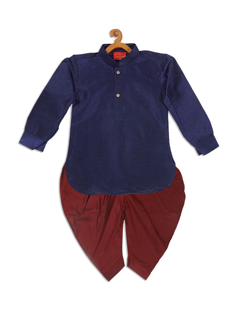 Vastramay SISHU Boy's Blue Kurta And Cowl Dhoti Set
