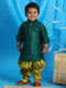 Vastramay SISHU Boy's Green Kurta And Green Cowl Dhoti Set